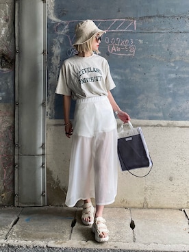 「Sinfu（シンフ）のアイテム」を使った、IMOKOさん（レディース・170cm）の夏コーディネート