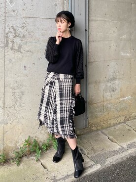 「スクエアトゥ」｜「アイテム（ハンチング/ベレー帽）」を使った、IMOKOさん（レディース・170cm）の秋コーディネート