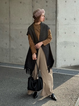 「アイテム（リング）」を使った、IMOKOさん（レディース・170cm）の冬コーディネート