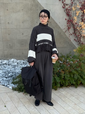 「アイテム（スウェットパンツ）」を使った、IMOKOさん（レディース・170cm）の春コーディネート