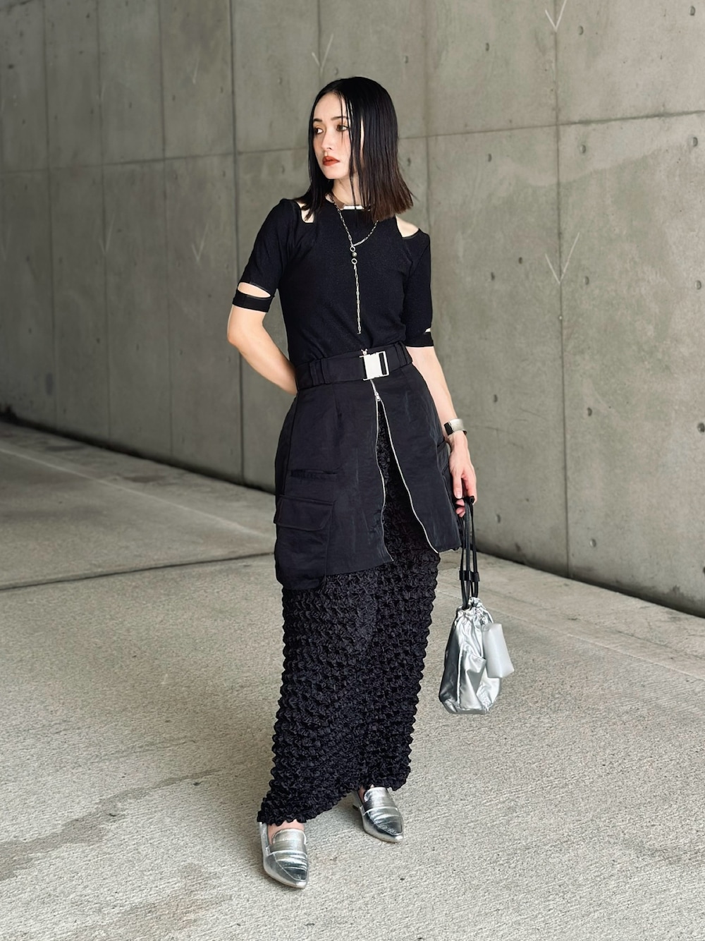 メゾンスペシャル トゲトゲニットスカート フリーサイズ