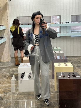 「notch.（ノッチ）の【sweet web掲載】カーブスウェットパンツ（スウェットパンツ）」を使った、IMOKOさん（レディース・170cm）の秋コーディネート