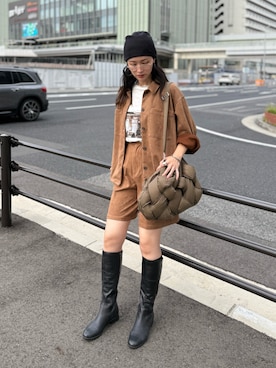 「アイテム（帽子）」を使った、IMOKOさん（レディース・170cm）の秋コーディネート