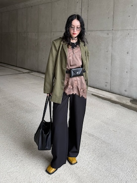 「アイテム（テーラードジャケット）」を使った、IMOKOさん（レディース・170cm）の春コーディネート