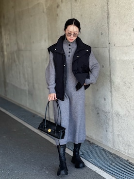 「モノトーン」｜IMOKOさん（レディース・170cm）の冬コーディネート