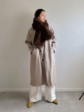 「アイテム（ストール/ショール）」を使った、IMOKOさん（レディース・170cm）の秋コーディネート