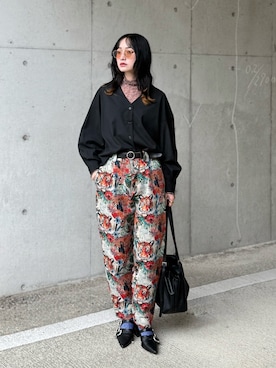 「アイテム（ノーカラージャケット）」を使った、IMOKOさん（レディース・170cm）の秋コーディネート