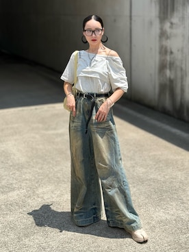 「MIRROR STOKE（ミラーストーク）のアイテム」を使った、IMOKOさん（レディース・170cm）の夏コーディネート