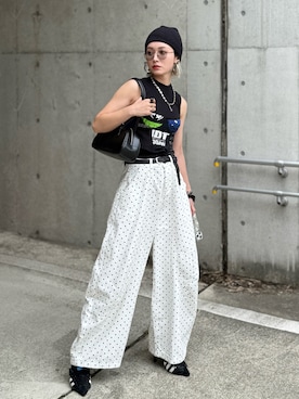 「カーブパンツ」｜IMOKOさん（レディース・170cm）の夏コーディネート