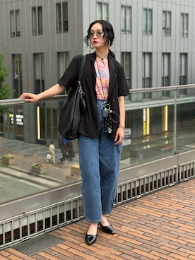 「Ungrid（アングリッド）のGREAT DESIRE Tee（Tシャツ/カットソー、ピンク系）」を使った、IMOKOさん（レディース・170cm）の春コーディネート