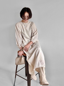 「mille blanc（ミルブラン）のアイテム」を使った、IMOKOさん（レディース・170cm）の夏コーディネート