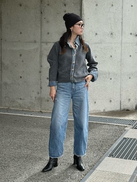 「アイテム（ニットキャップ/ビーニー）」を使った、IMOKOさん（レディース・170cm）の冬コーディネート