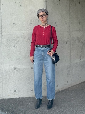 「アイテム（ショルダーバッグ）」を使った、IMOKOさん（レディース・170cm）の秋コーディネート
