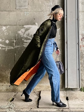 「Narcissus（ナルシス）のアイテム（デニムパンツ）」を使った、IMOKOさん（レディース・170cm）の冬コーディネート