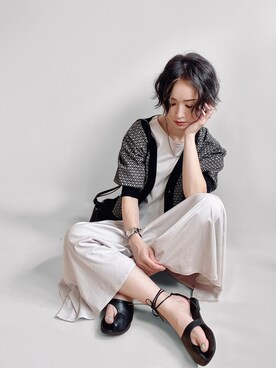 「petitcro（プティクロ）のpetitcro  ワイドバングル PCKB1901001（バングル/リストバンド）」を使った、IMOKOさん（レディース・170cm）の夏コーディネート