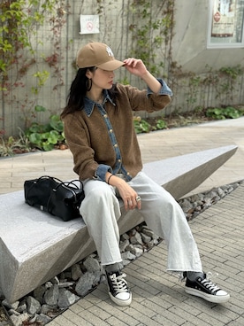 「アイテム（キャップ）」を使った、IMOKOさん（レディース・170cm）の秋コーディネート