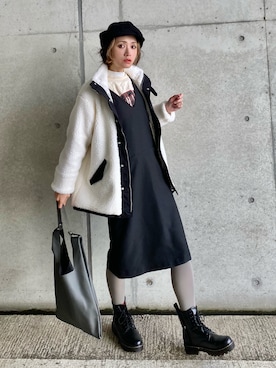 「アイテム（キャスケット）」を使った、IMOKOさん（レディース・170cm）の冬コーディネート