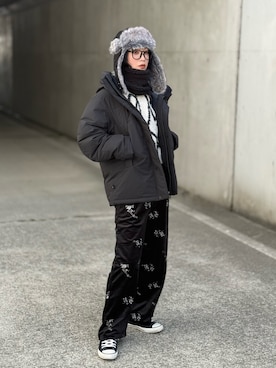 「アイテム（ネックウォーマー/スヌード）」を使った、IMOKOさん（レディース・170cm）の冬コーディネート