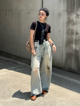 「musubore（ムスボレ）のTIE CHOKER / ネクタイチェーンチョーカー（ネクタイ、その他）」を使った、IMOKOさん（レディース・170cm）の夏コーディネート