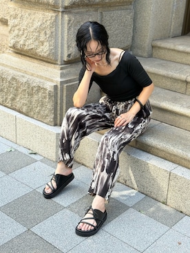 「アイテム（メガネ）」を使った、IMOKOさん（レディース・170cm）の夏コーディネート