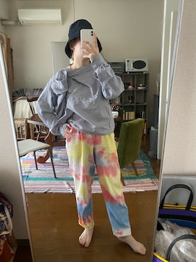 「日除け帽」｜千紘さん（レディース・154cm）の春コーディネート