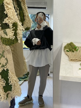 「sneeuw（スニュウ）のアイテム」を使った、千紘さん（レディース・154cm）の冬コーディネート
