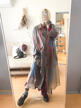 「レインコート」｜「アイテム（その他アウター）」を使った、千紘さん（レディース・154cm）の秋コーディネート