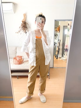 「thenorthface」｜「アイテム（サロペット/オーバーオール）」を使った、千紘さん（レディース・154cm）の秋コーディネート