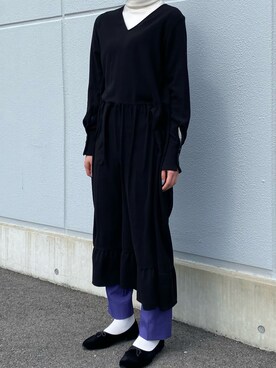 「パープル×黒」｜「アイテム（ワンピース/ドレス）」を使った、ヲチさん（レディース・159cm）の夏コーディネート