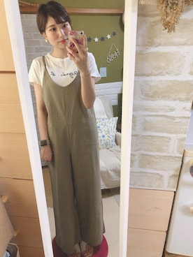 「アニエスベー」｜「アイテム（サロペット/オーバーオール）」を使った、ま あ ささん（レディース・156cm）の夏コーディネート