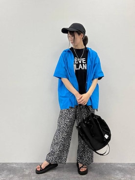 「studio CLIP（スタディオクリップ）の軽らく厚底ナローサンダル（サンダル、ブラック系）」を使った、でちさん（レディース・165cm）の春コーディネート