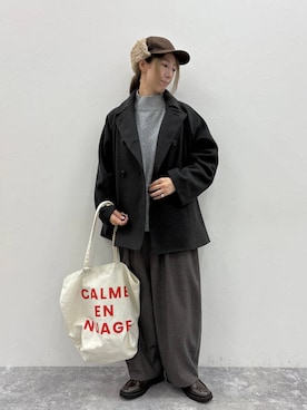 「アイテム（キャップ）」を使った、でちさん（レディース・165cm）の冬コーディネート