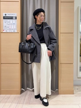 「アイテム（ピーコート）」を使った、でちさん（レディース・165cm）の秋コーディネート