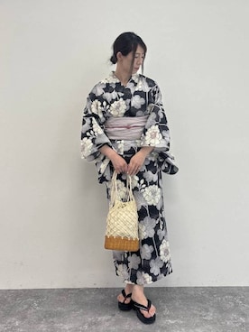 「studio CLIP（スタディオクリップ）の《高山都さんコラボ》浴衣3点セット（浴衣、その他）」を使った、でちさん（レディース・165cm）の秋コーディネート