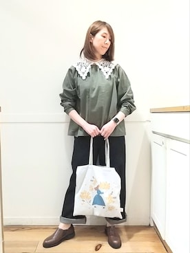 「studio CLIP（スタディオクリップ）のナチュラルアソート付け襟（付け襟）」を使った、でちさん（レディース・164cm）の春コーディネート