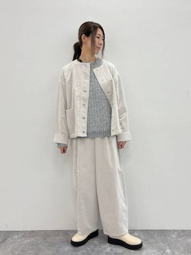 「アイテム（ノーカラージャケット）」を使った、でちさん（レディース・165cm）の冬コーディネート