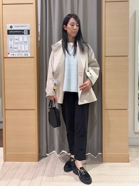 「studio CLIP（スタディオクリップ）のウールライクPコート[プチサイズあり]（ピーコート）」を使った、でちさん（レディース・165cm）の冬コーディネート