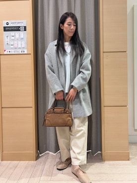 「studio CLIP（スタディオクリップ）のやわらかストレッチカーブイージーパンツ[プチ・プラスサイズあり]（その他パンツ）」を使った、でちさん（レディース・165cm）の秋コーディネート