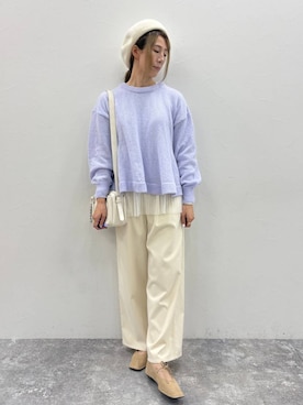 「アイテム（ハンチング/ベレー帽、ベージュ系）」を使った、でちさん（レディース・165cm）の秋コーディネート