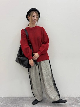 「アイテム（ハンチング/ベレー帽）」を使った、でちさん（レディース・165cm）の秋コーディネート