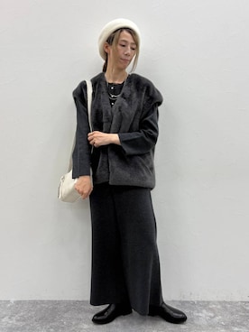 「アイテム（ハンチング/ベレー帽、ベージュ系）」を使った、でちさん（レディース・165cm）の秋コーディネート