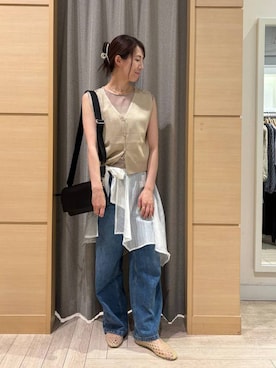 「studio CLIP（スタディオクリップ）の《ウタオ》ストレートデニムパンツ（デニムパンツ、ブルー系）」を使った、でちさん（レディース・165cm）の秋コーディネート