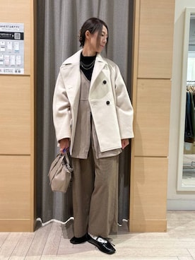 「アイテム（ピーコート）」を使った、でちさん（レディース・165cm）の冬コーディネート