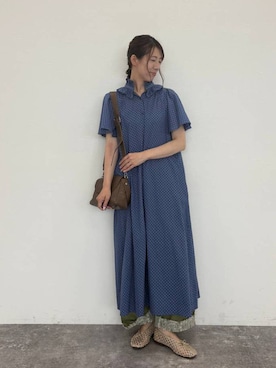 「アイテム（デニムパンツ、グリーン系）」を使った、でちさん（レディース・165cm）の夏コーディネート