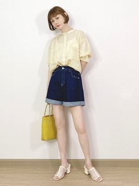 「盐系风格」｜喵喵小桃さん（レディース・160cm）の夏コーディネート