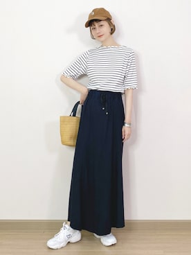 「日系极简」｜喵喵小桃さん（レディース・160cm）の夏コーディネート
