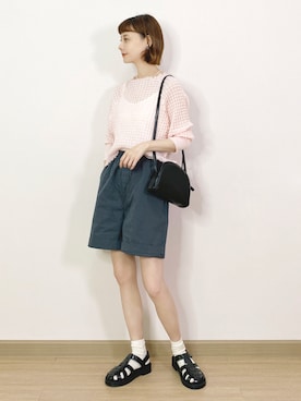 「日系极简」｜喵喵小桃さん（レディース・160cm）の夏コーディネート