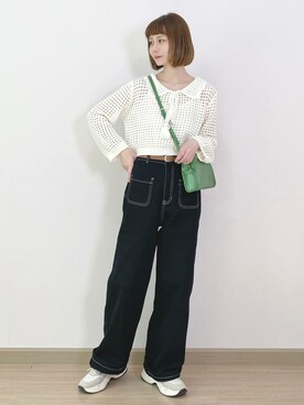 「休闲」｜「アイテム（バッグ）」を使った、喵喵小桃さん（レディース・160cm）の春コーディネート