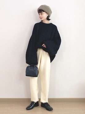 「アイテム（ニットキャップ/ビーニー）」を使った、喵喵小桃さん（レディース・160cm）の冬コーディネート