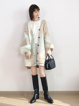「アイテム（カーディガン/ボレロ）」を使った、喵喵小桃さん（レディース・160cm）の秋コーディネート